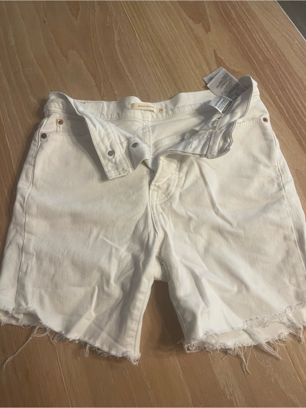 Levi's wedgie White Frayed Hem Denim Shorts